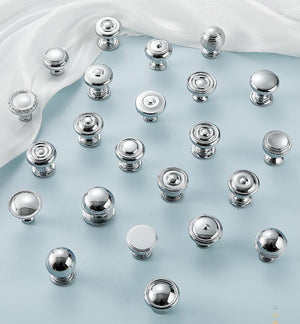 Solid Brass Round Cabinet Pulls & Knobs - Polished Silver Finish - #6 / 1pc