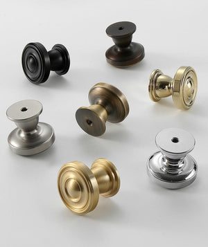 Solid Brass Round Cabinet Pulls & Knobs - Antique Bronze Finish - Gold / 1pc