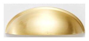 Solid Brass Smooth Half Moon Cup Pull - Satin Brass - Finish profile panel