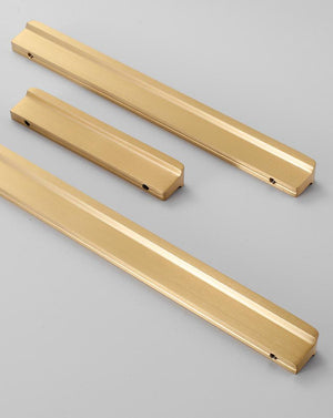 Solid Brass Square Cabinet Edge Pulls - Brushed Gold Finish Hardware - #3 Brass - 192mm / 1pc