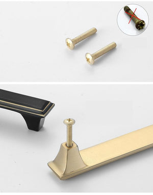 Solid Brass Square Cabinet Pulls & Knobs - Black Finish Hardware - Brown 154mm / 1pc