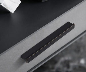 Solid Brass Square Cabinet Pulls & Knobs - Black Finish Hardware - Brass 128mm / 1pc