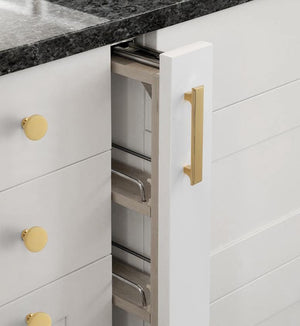Solid Brass Square Cabinet Pulls & Knobs - Gold Finish for Cabinets - #8 - 128mm / 1pc