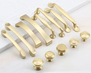 Solid Brass Square Cabinet Pulls & Knobs - Brushed Gold Finish - #1 Square / 1pc
