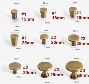 Solid Brass Vintage Cabinet Pulls & Knobs - Antique Bronze Finish - #1 - 18mm / 1pc