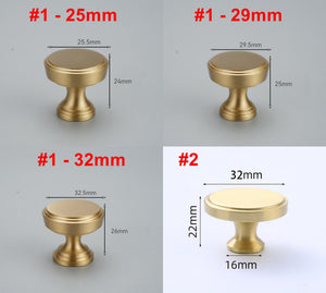 Solid Brass Vintage Cabinet Pulls & Knobs - Brushed Gold Finish - #2 / 1pc