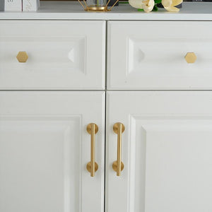Solid Brass Vintage Cabinet Pulls & Knobs - Brushed Gold Finish - #5 - 96mm / 1pc