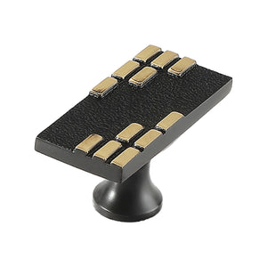 Black rectangular T-bar pull with gold-tone geometric accents, option No. 4.
