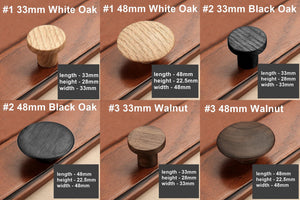 Wood Cabinet Pulls & Knobs - Black Finish for Cabinets & Drawers - #1 - 48mm White Oak / 1pc