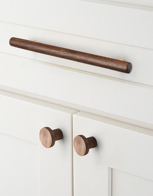 Wood Cabinet Pulls & Knobs - Black Finish for Cabinets & Drawers - #4 - 160mm White Oak / 1pc