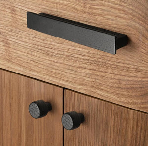 Wood Round Cabinet Pulls & Knobs - Black Finish Furniture Hardware - #2 - 32mm Walnut / 1pc