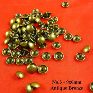 Brass Round Decorative Screw Nails - Antique Bronze Finish Hardware - #1 A.Bronze 11x17mm / 100pcs
