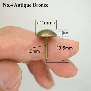 Brass Round Decorative Screw Nails - Antique Bronze Finish Hardware - #1 A.Bronze 11x17mm / 1000pcs