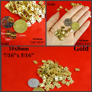 Brass Square Mini Box Hinges - Antique Bronze Finish for Cabinets - 23mm Gold / 10pcs