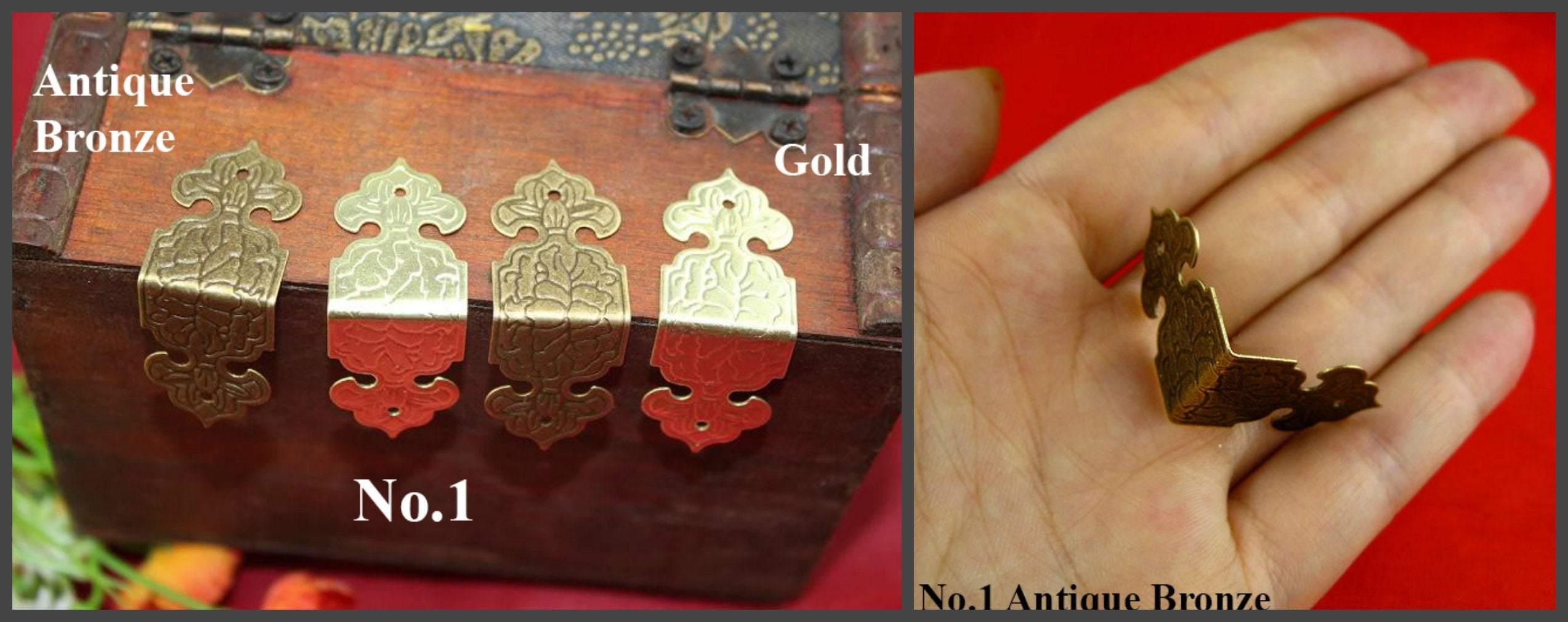 Decorative Embosed Bracket Corner Protector Guard Decor Jewelry Box Chest Case Furniture Hardware Vintage Bronze Gold Brass 25 40 50mm