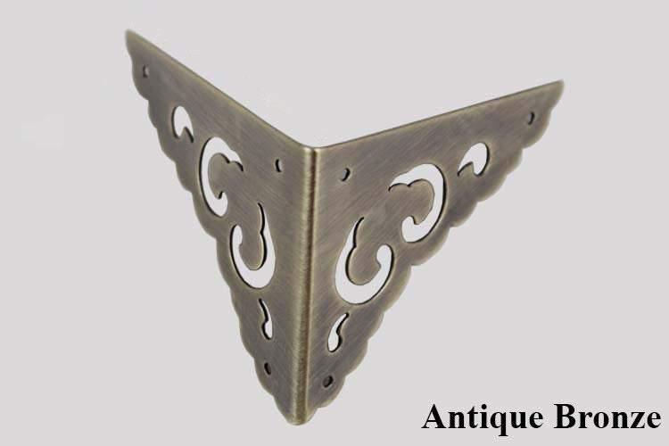 Furniture Decorative Jewelry Box Case Table Decor Triangle Corner Protector Vintage Antique Bronze/Brass Tone Brass 65x52mm