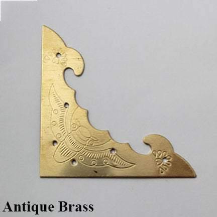 Decorative Triangle Wave Flat Corner Protector Bracket Decor Butterfly Jewelry Box Chest Case Furniture Hardware Vintage Bronze Brass 40mm