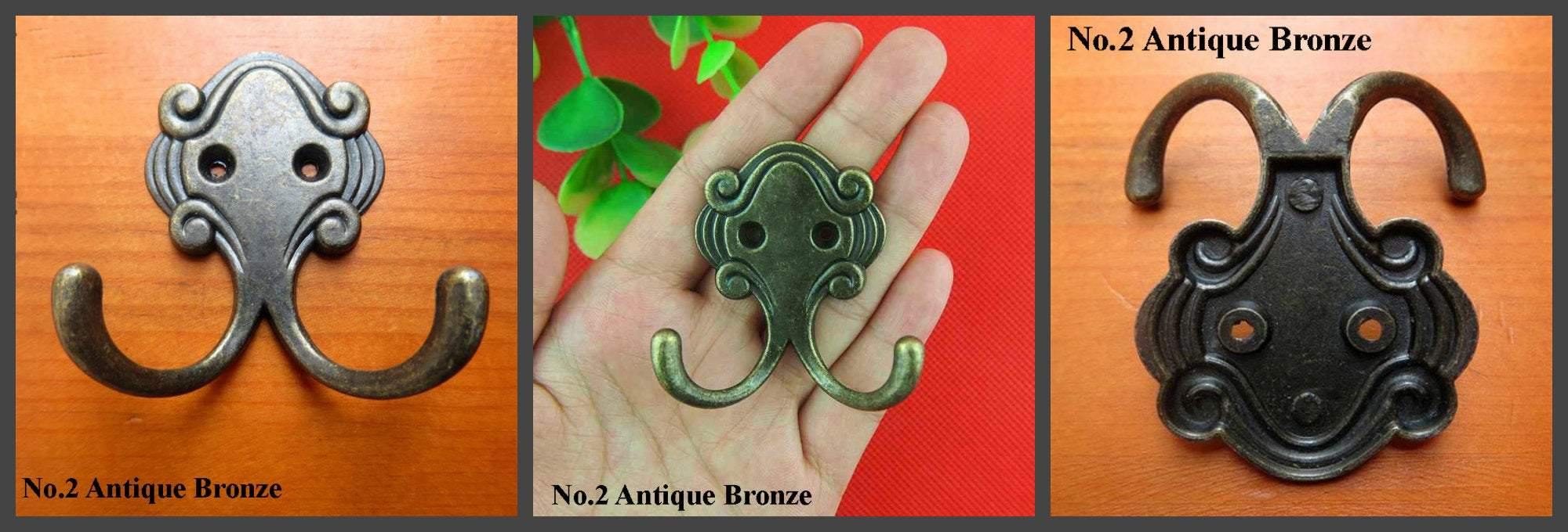 Clothes Coat Robe Bathroom Towel Wall Double Twin Hook Key Hanger Ancient Vintage Antique Bronze Steel Alloy Furniture Decorative Decor