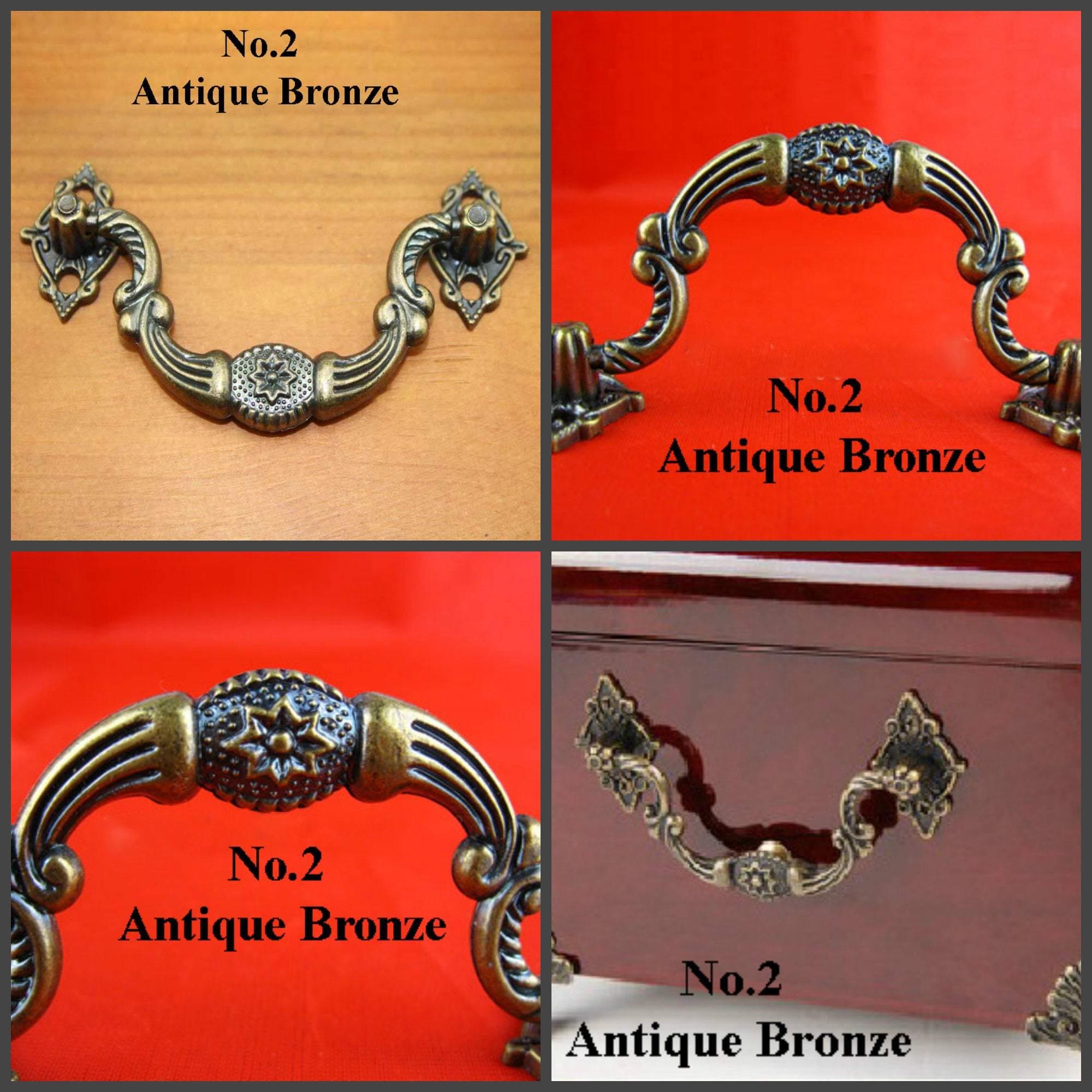 Ancient Antique Bronze/Brass Tone Zinc Plastic Brass Head Drop Ring Drawer Pull Handle Knob Decorative Door Cabinet Chinese Decor Knocker