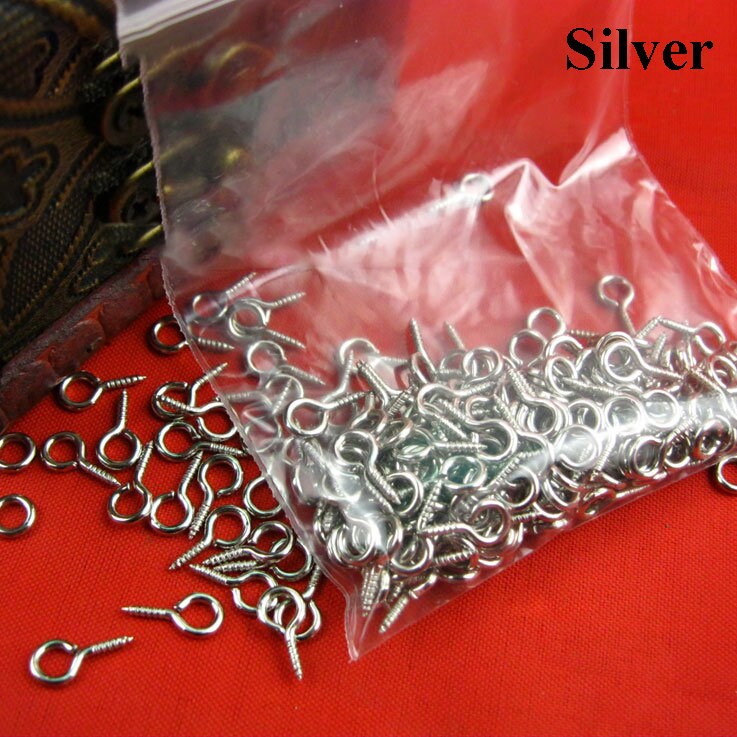 Small Screw Eye Bail Pin Furniture Decorative Frame Hanger Wall Door Cabinet Sofa Couch Decor Ancient Vintage Style Antique Silver Tone Iron