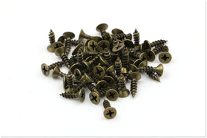 Iron Round Mini Box Hinges - Antique Bronze Finish for Wardrobes - 2x6mm Ant. Bronze / 5Packs