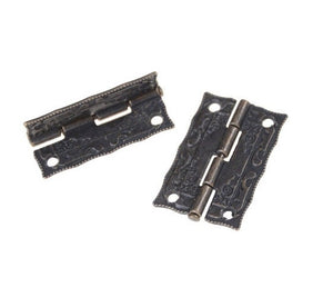 Zinc Alloy Oriental Mini Box Hinges - Antique Bronze Finish Hardware - view 5