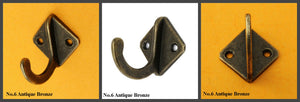 Zinc Alloy Oriental Decorative Wall Hooks - Antique Bronze Finish - No.1 Gold 32mm / 1pc