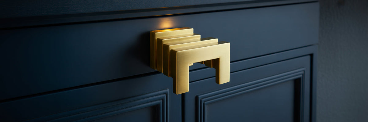 Polished brass Art Deco cabinet hardware