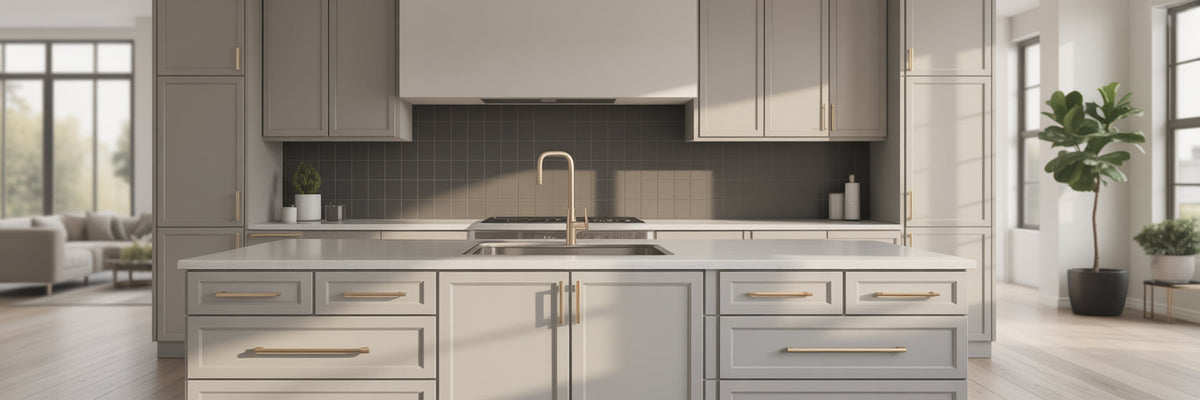 Modern kitchen with geometric cabinet pulls
