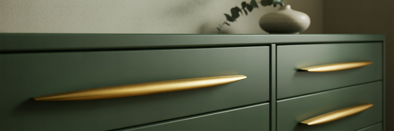Modern furniture with brushed brass hardware
