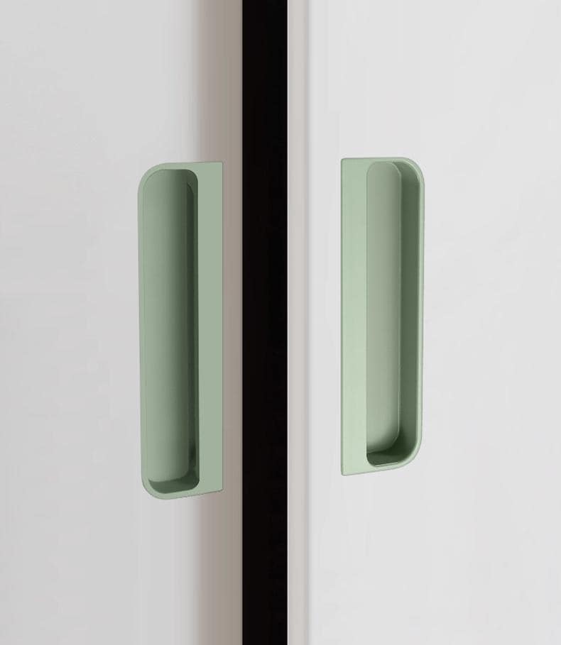 Alloy Flush Cabinet Pulls - Black Finish for Cabinets & Drawers - Green 140mm / 1pc