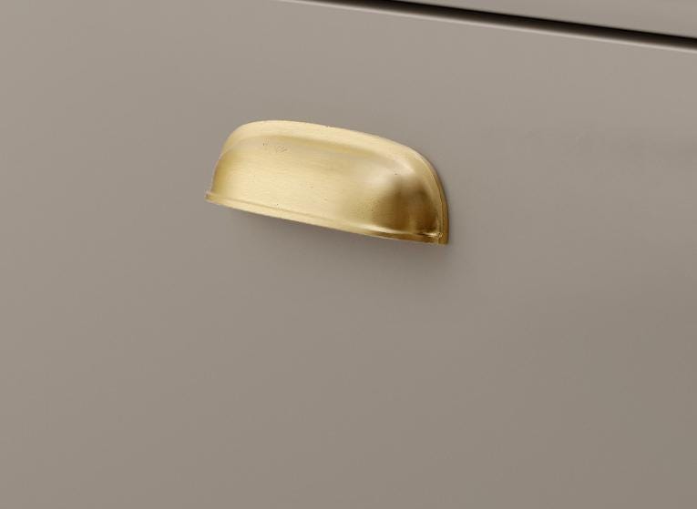 Solid Brass Floral Cabinet Cup Pulls - Gold Finish for Wardrobes - #9 / 1pc