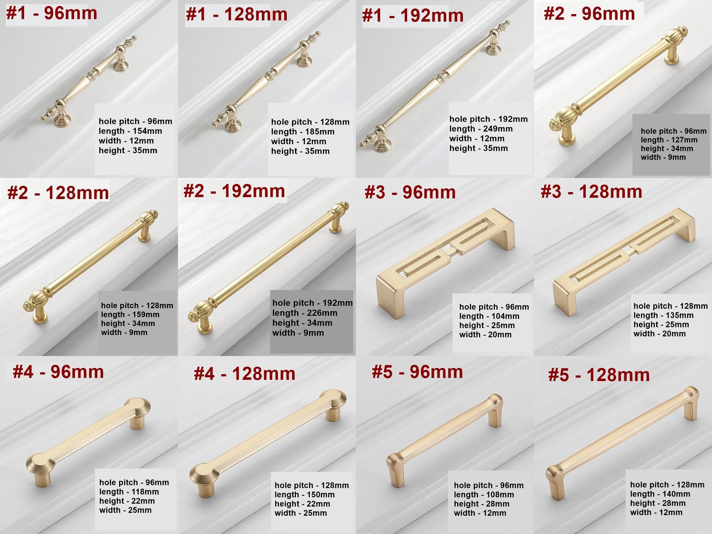 Alloy Art Deco Cabinet Pulls & Knobs - Gold Finish for Wardrobes - #1 - 128mm / 1pc