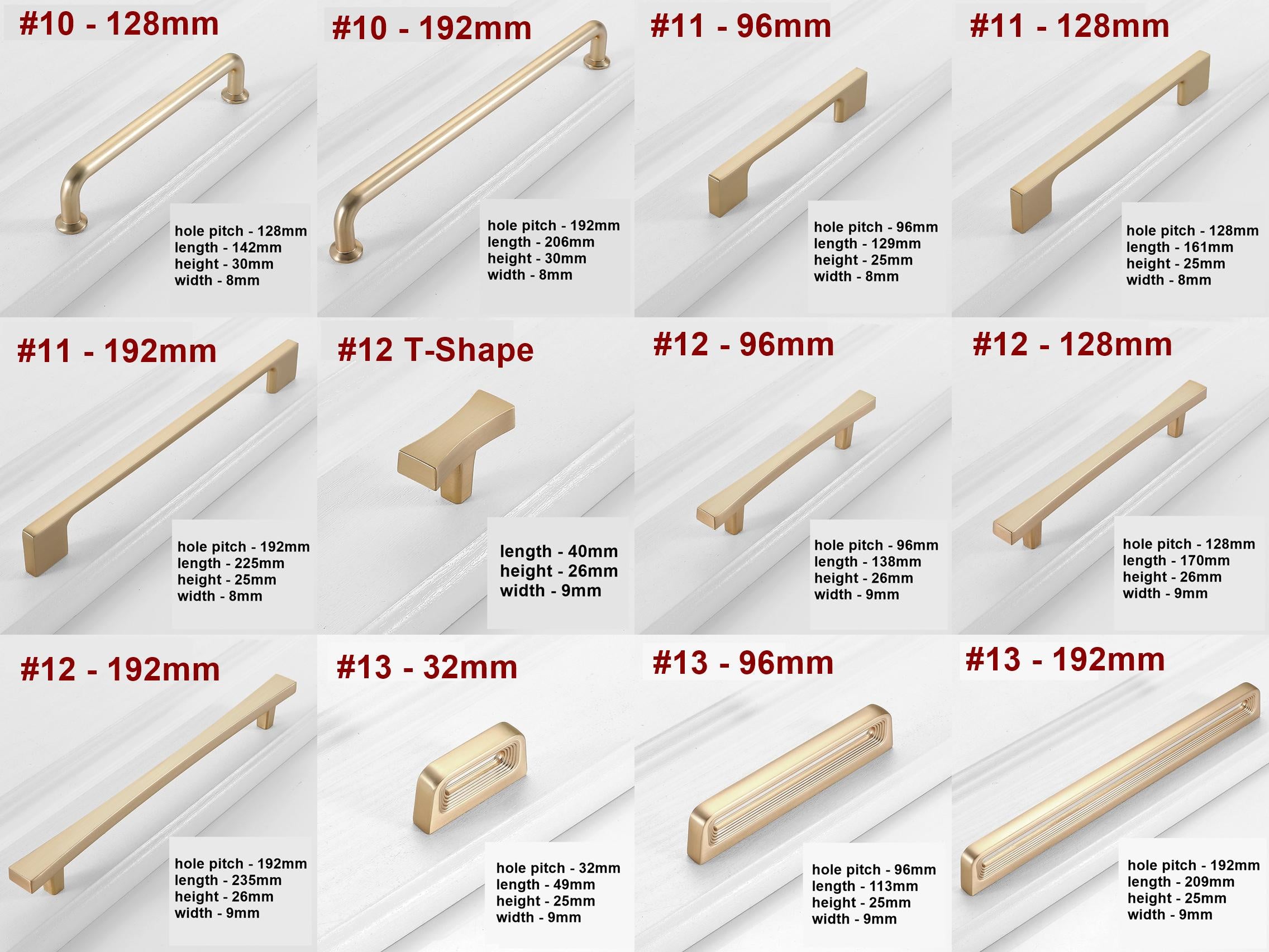 Alloy Art Deco Cabinet Pulls & Knobs - Gold Finish for Wardrobes - #2 - 128mm / 1pc
