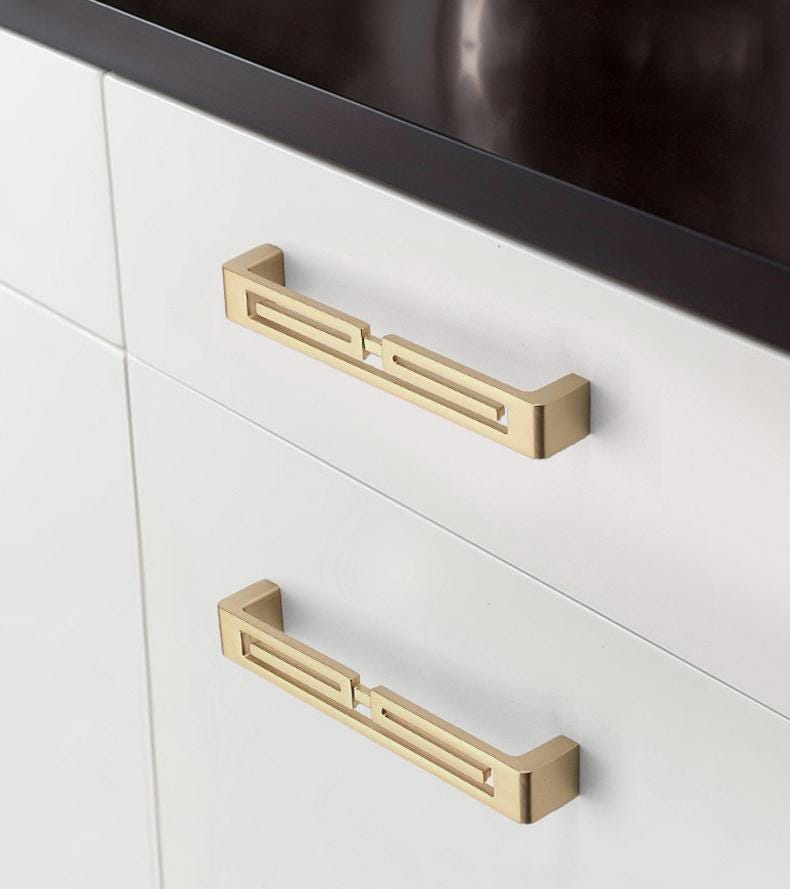 Alloy Art Deco Cabinet Pulls & Knobs - Gold Finish for Wardrobes - #3 - 128mm / 1pc
