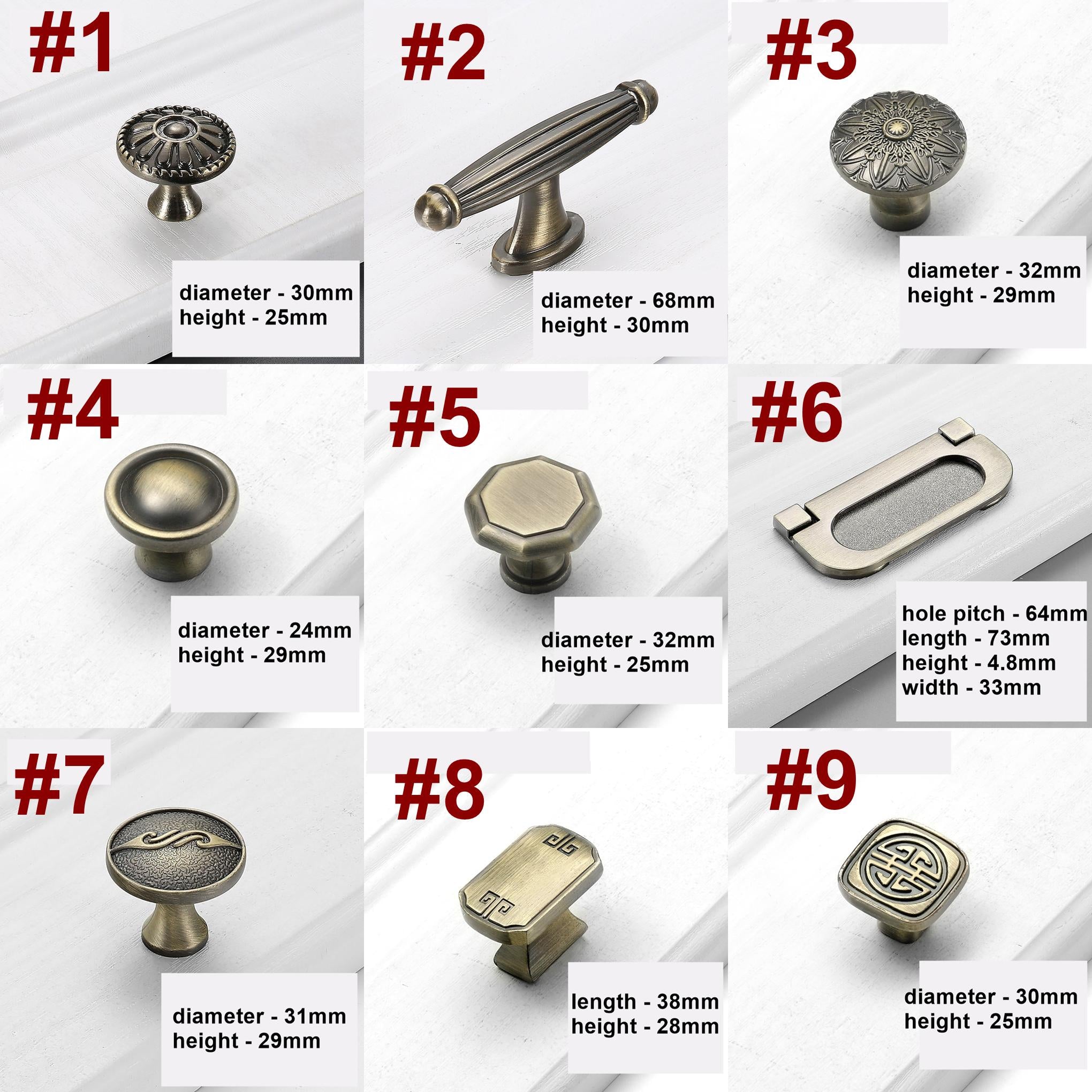 Alloy Art Deco Cabinet Pulls & Knobs - Furniture for Wardrobes - #2 / 1pc