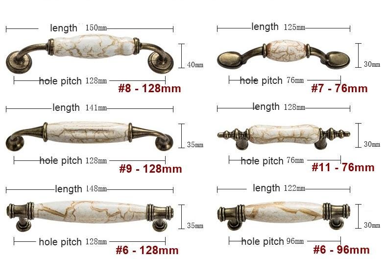 Alloy Ceramic Cabinet Pulls & Knobs - Antique Bronze Finish Hardware - #3 / 1pc