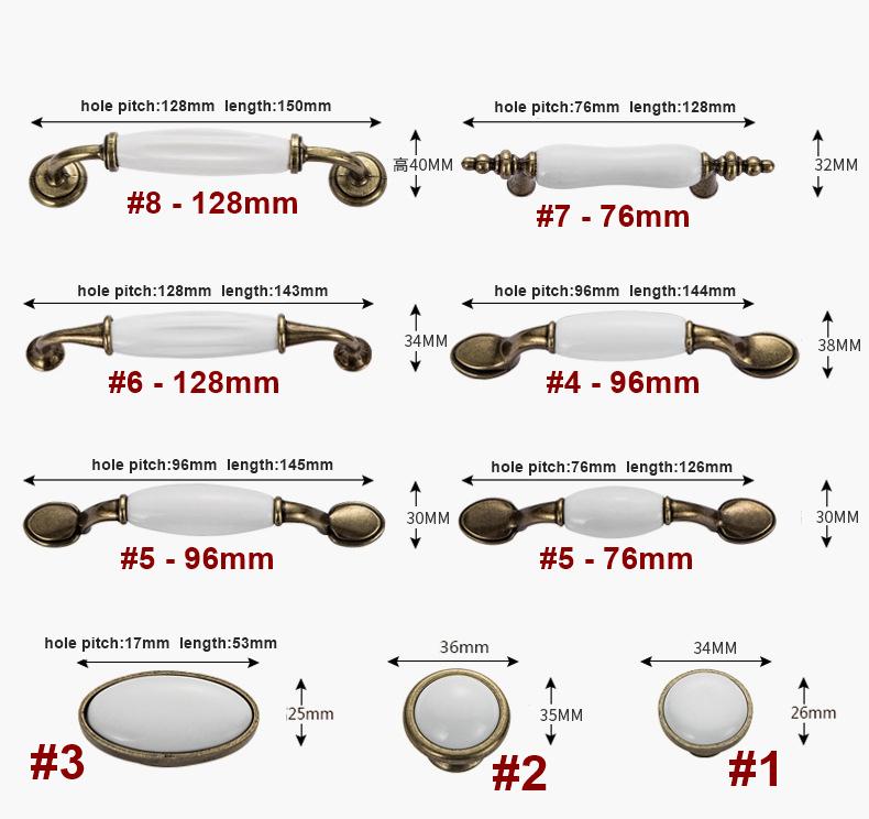 Alloy Ceramic Cabinet Pulls & Knobs - Antique Bronze Finish Hardware - #2 / 1pc