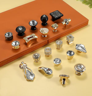 Alloy Crystal Cabinet Pulls & Knobs - Black Finish for Wardrobes - #1 / 1pc