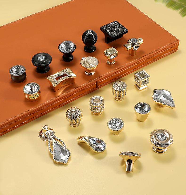 Alloy Crystal Cabinet Pulls & Knobs - Black Finish for Wardrobes - #1 / 1pc