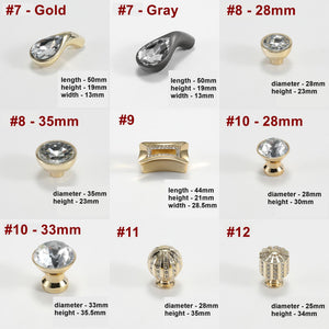 Alloy Crystal Cabinet Pulls & Knobs - Black Finish for Wardrobes - #3 / 1pc