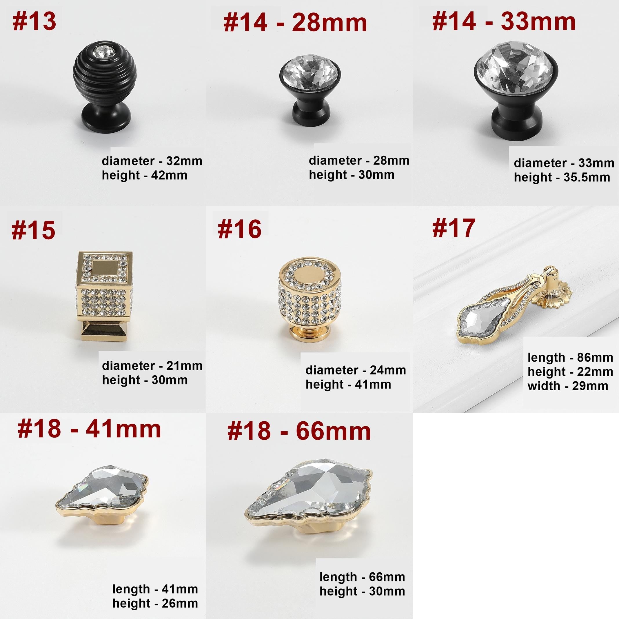 Alloy Crystal Cabinet Pulls & Knobs - Black Finish for Wardrobes - #4 / 1pc
