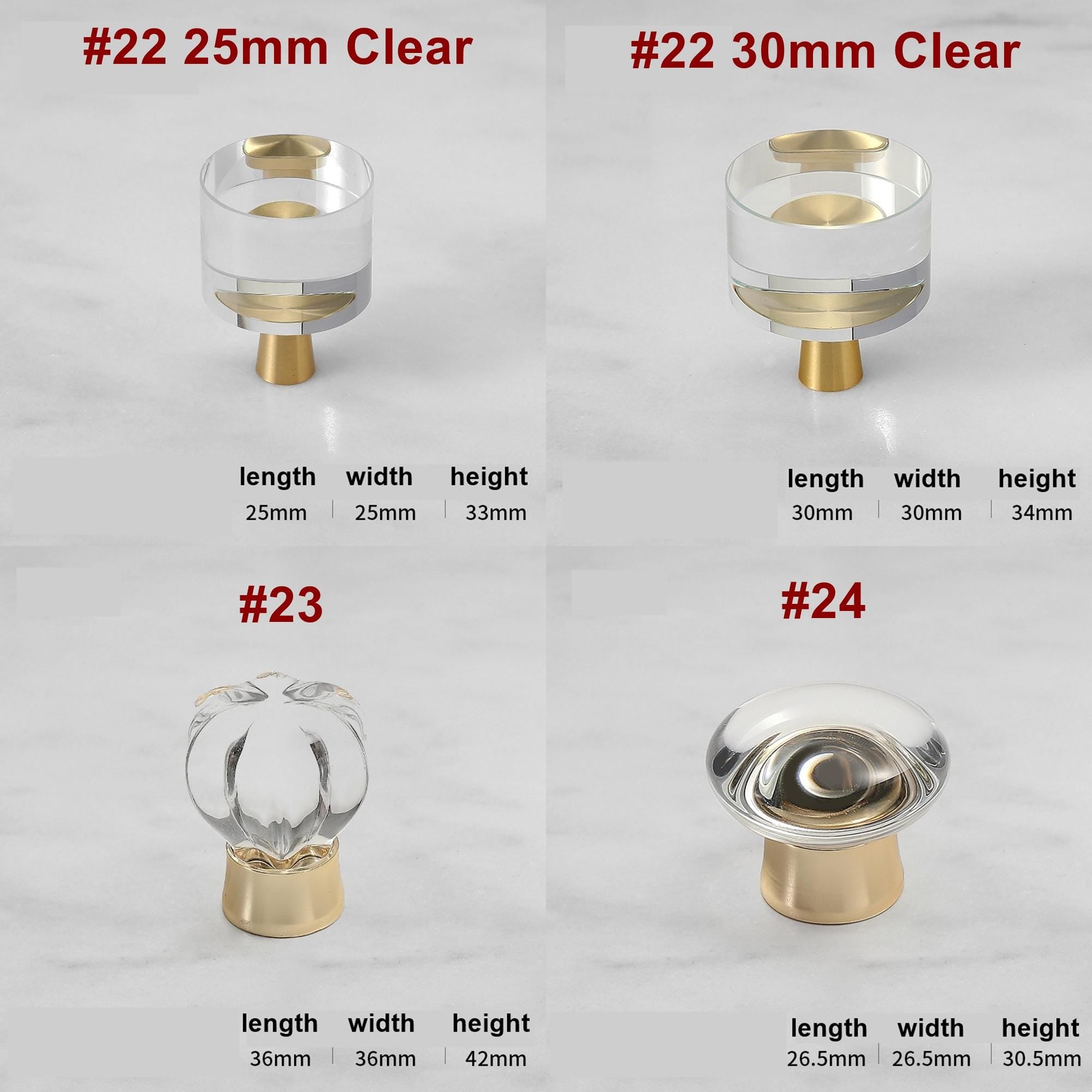Alloy Crystal Cabinet Pulls & Knobs - Black Finish for Wardrobes - #6 / 1pc