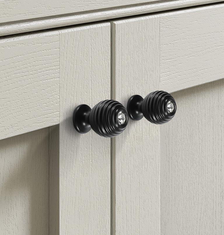 Alloy Crystal Cabinet Pulls & Knobs - Black Finish for Wardrobes - #7 - Gray / 1pc