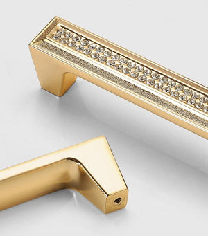 Alloy Crystal Cabinet Pulls & Knobs - Gold Finish for Wardrobes - #4 - 96mm / 1pc