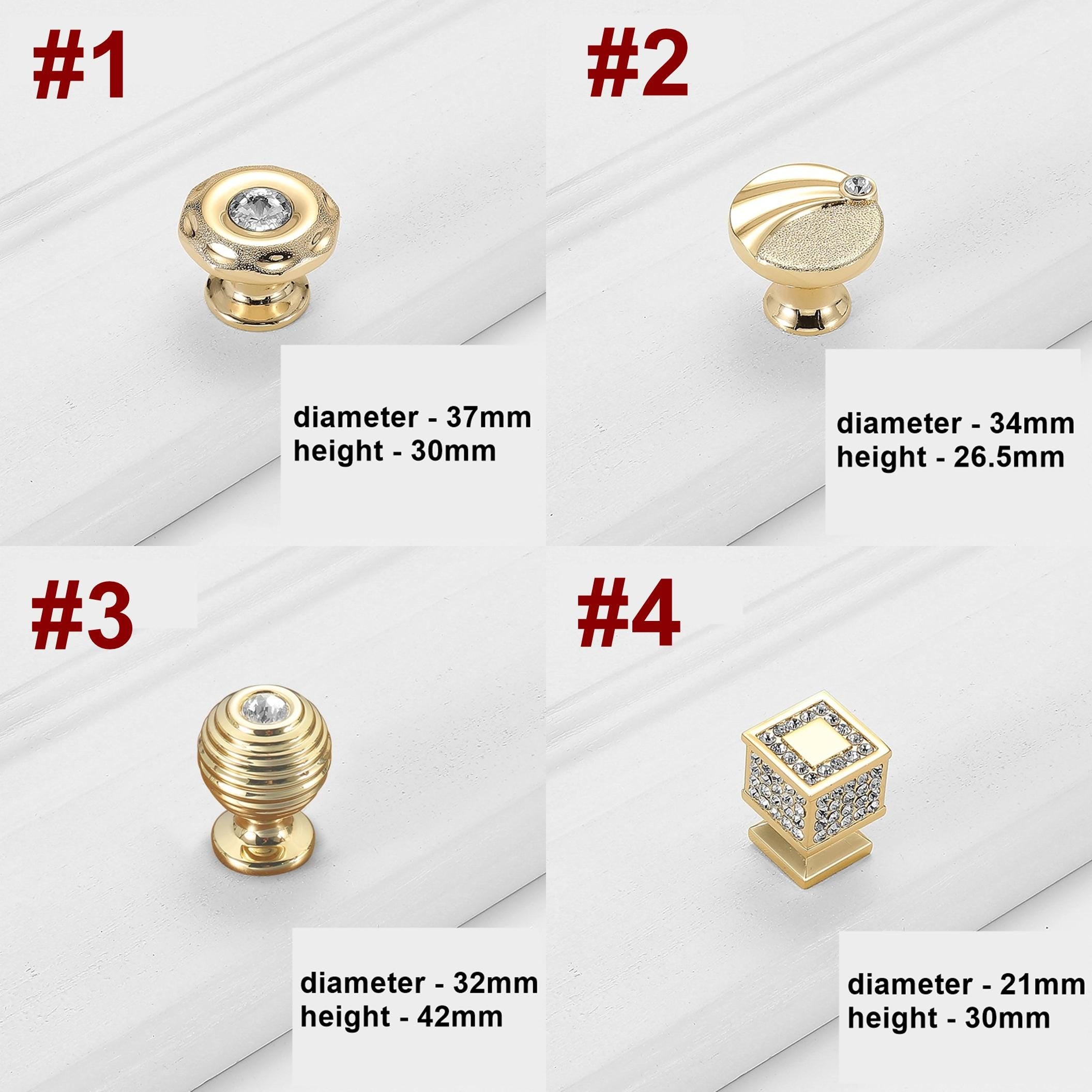 Alloy Diamond Cabinet Pulls & Knobs - Gold Finish for Wardrobes - #2 / 1pc