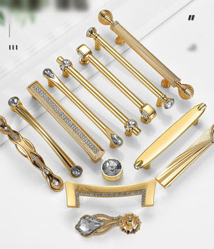 Alloy Diamond Cabinet Pulls & Knobs - Gold Finish for Wardrobes - #1 - 96mm / 1pc