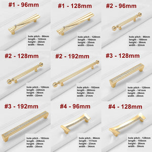 Alloy Diamond Cabinet Pulls & Knobs - Gold Finish for Wardrobes - #1 - 128mm / 1pc