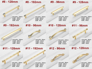 Alloy Diamond Cabinet Pulls & Knobs - Gold Finish for Wardrobes - #2 - 128mm / 1pc
