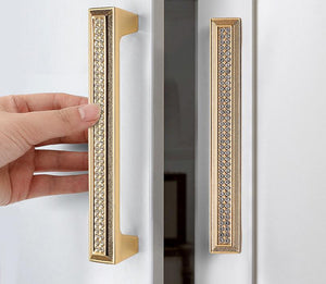 Alloy Diamond Cabinet Pulls & Knobs - Gold Finish for Wardrobes - #3 - 128mm / 1pc